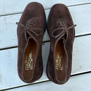 Vintage Salvatore Ferragamo Men’s Brown Suede Oxford
